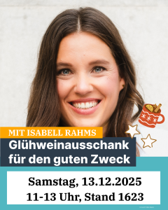 Isabell Rahms lädt zum Glühweinausschank für den guten Zweck in Mainz ein – Samstag, 13.12.2025 am Weihnachtsmarkt.
